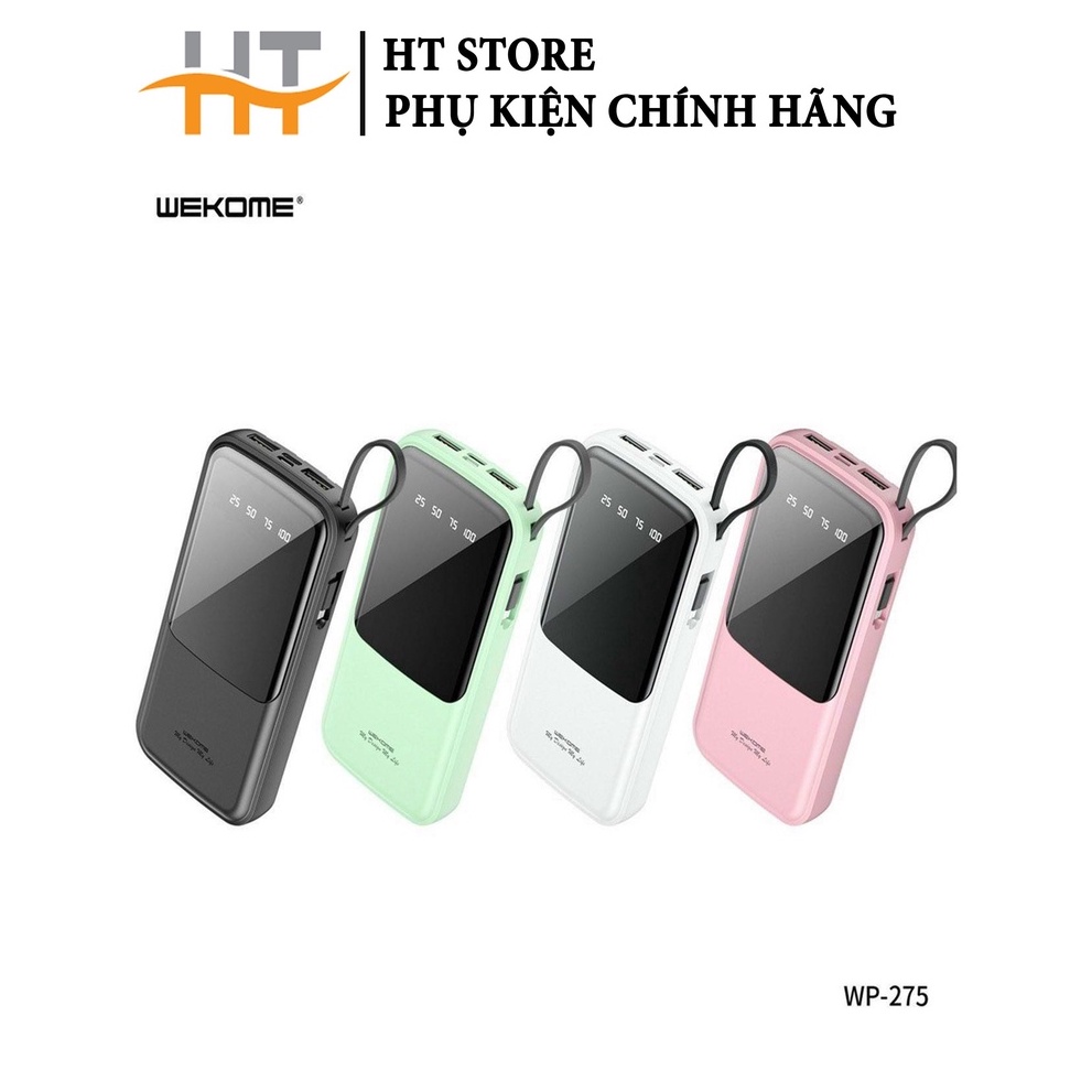 Sạc dự phòng Wekome 275 10000mah đa cổng sạc , kèm dây, tích hợp giá đỡ điện thoại