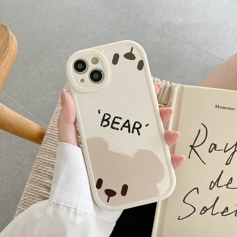 Ốp lưng iPhone 15 14 13 12 11 Pro Max X XR XS Max 8 7 6 6S + Plus SE 2020 iPhone15 iPhone14 iPhone13 iPhone12 iPhone11 iPhone8 iPhone7 Round Protect Camera Bear Soft Case