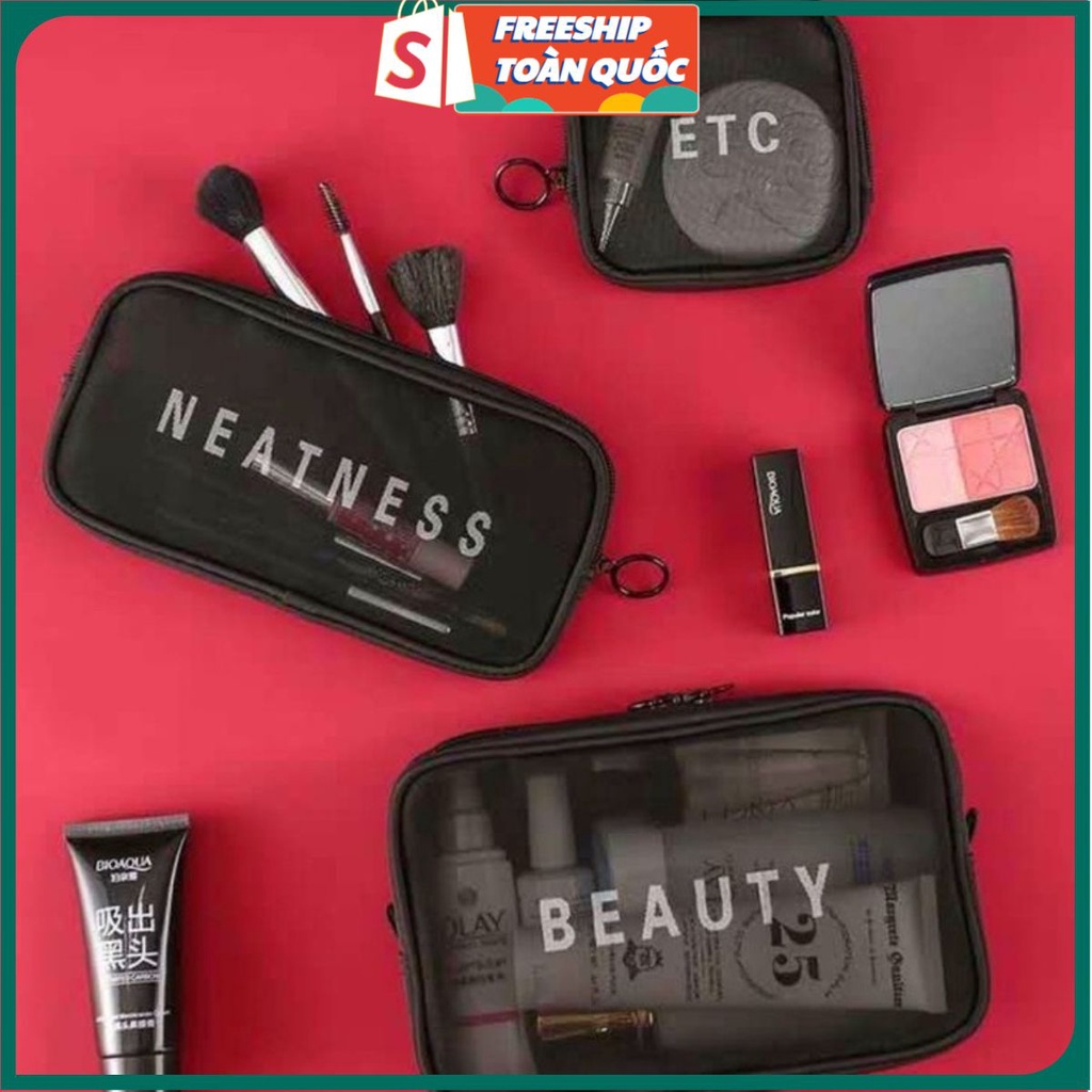 Túi Hộp Lưới Đựng Mỹ Phẩm, Đồ Trang Điểm Đi Du Lịch Cá Nhân Washbag Trong Suốt Có Khóa Kéo, Chống Thấm Nước Tiện Dụng