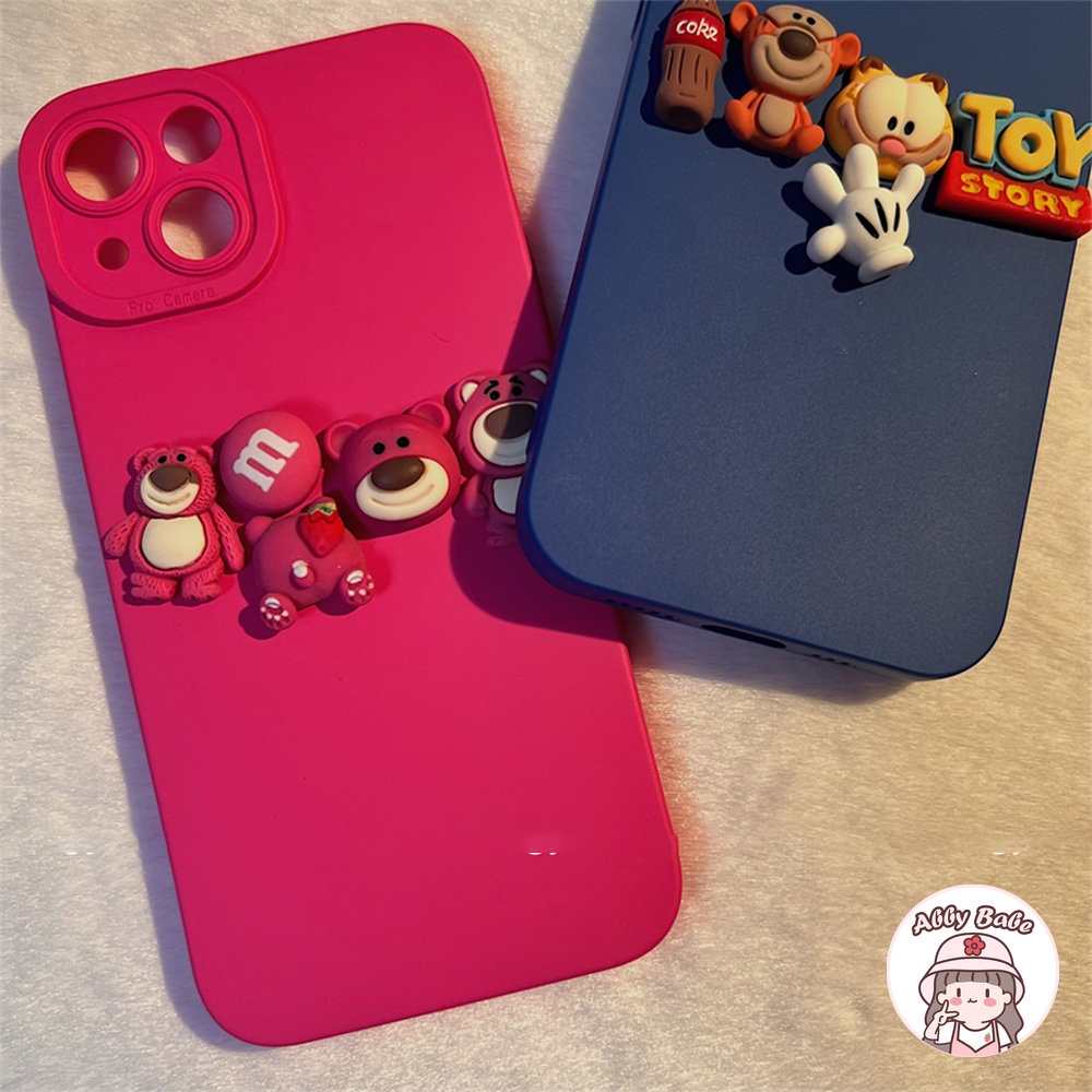 Ốp Điện Thoại TPU Mềm Chống Mồ Hôi In Hình Gấu Hồng Kiểu Hàn Quốc Cho IPhone 14 Pro Max 11 7Plus 13 12 11 Pro Max X XS