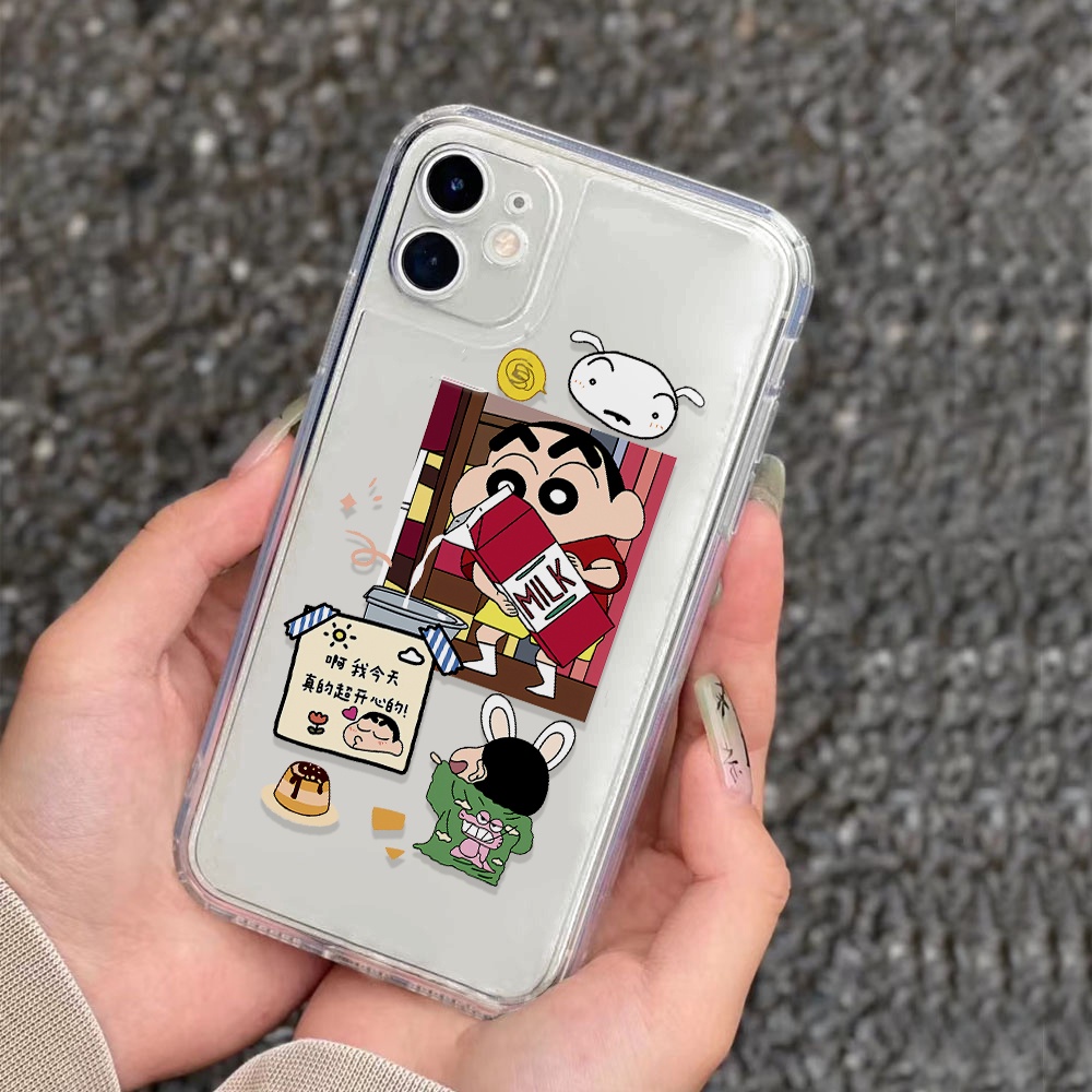 Ốp Điện Thoại Trong Suốt In Hình Cậu Bé Bút Chì Shin chan Cho iphone 14 pro Max 11 13 12 7Plus X XS Max
