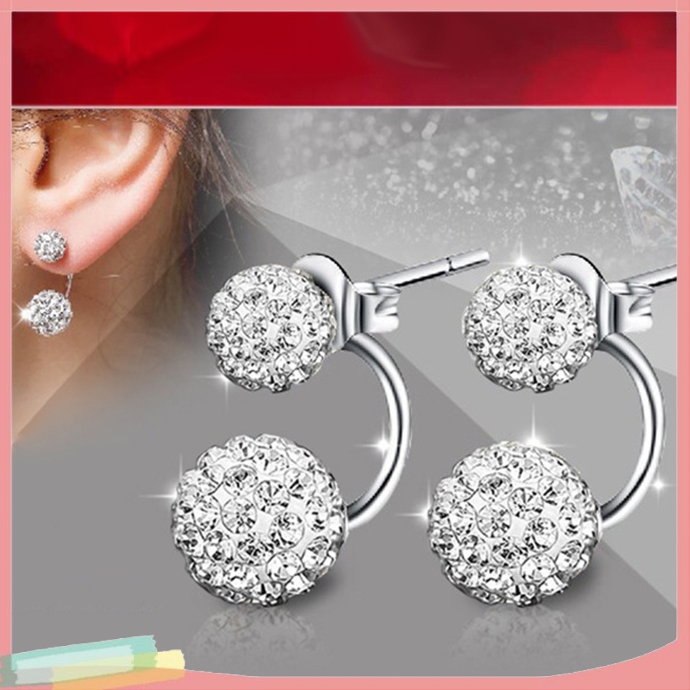 Khuyên tai quả cầu đính đá thời trang cho nữ