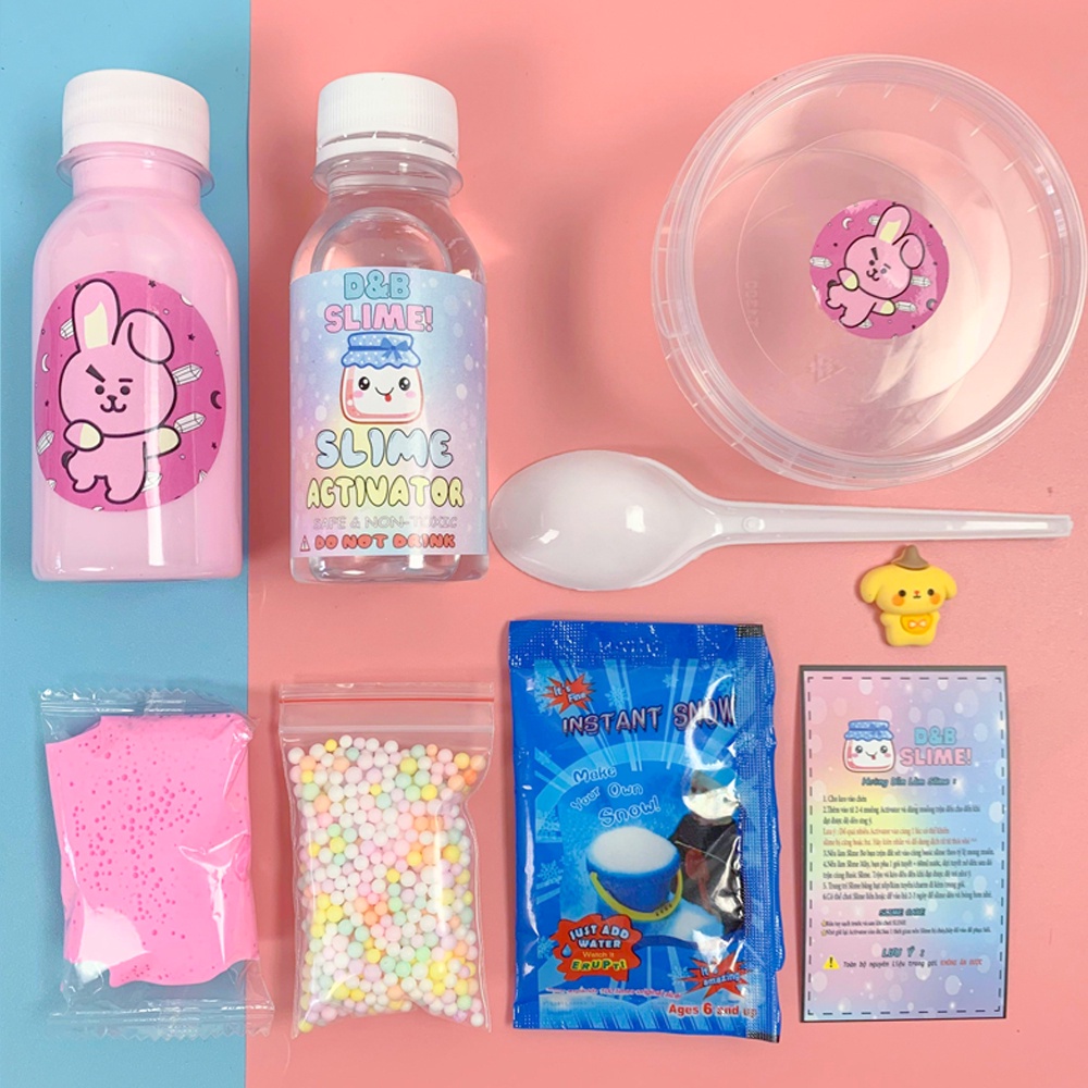Bộ Kit Làm Slime B-T-S Theo Nhân Vật Yêu Thích - Nguyên Liệu đầy đủ làm Slime Bơ,Slime Mây,Slime Basic