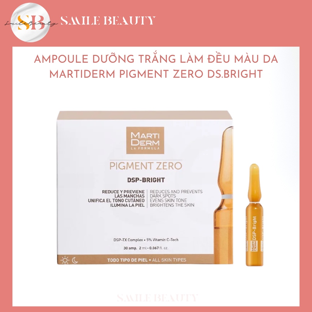 Tinh chất giảm nám mờ thâm và làm sáng da MartiDerm Pigment Zero DSP-Bright hộp 30 ống