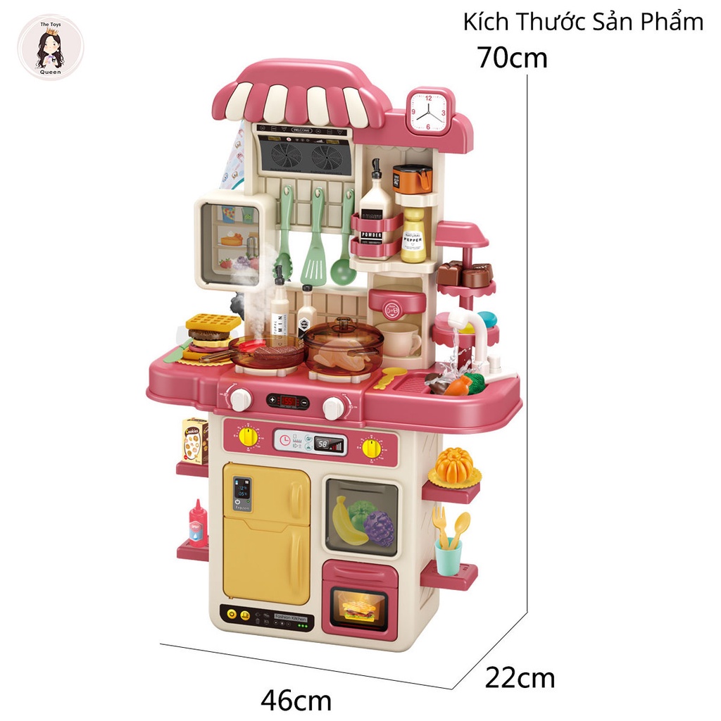 Bộ Đồ Chơi Nhà Bếp Nấu Ăn Cao Cấp Cỡ Lớn Có Hiệu Ứng Khói Và Đèn Sinh Động Như Nấu Bếp Thật Bếp Cao 70cm Quà Tặng Cho Bé