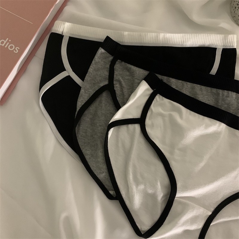 Quần Lót cotton Lưng Vừa Màu Trắng Đen Cho Nữ