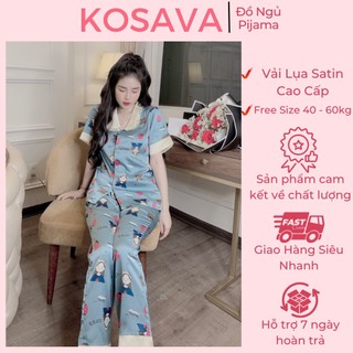 Đồ bộ pijama nữ chất liệu satin cao cấp bộ ngủ tay ngắn quần dài KOSAVA