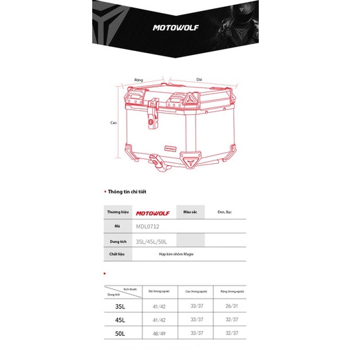 Thùng nhôm Motowolf