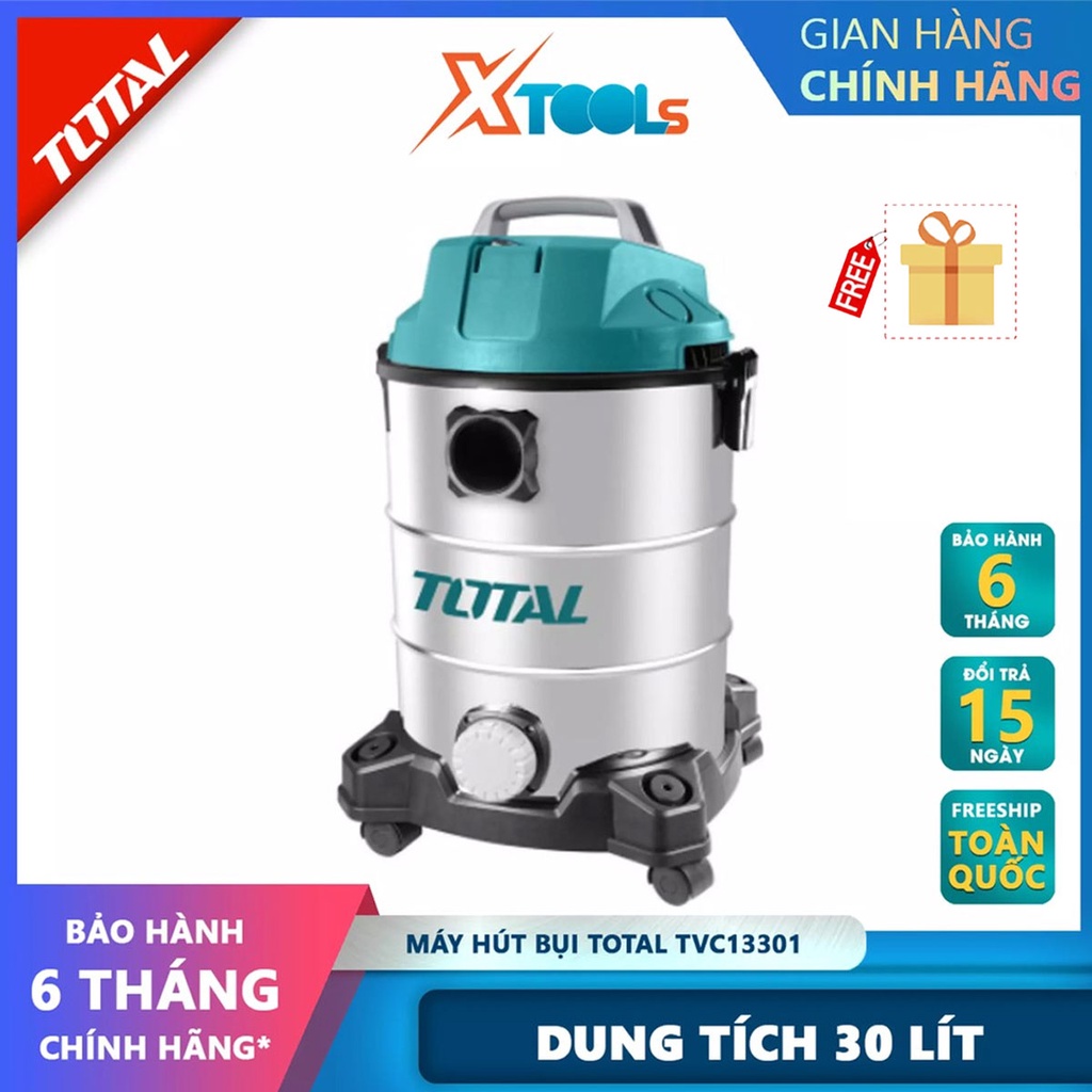Máy hút bụi Total TVC13301 Máy hút bụi cầm tay Công suất: 1300W Lưu lượng khí: 1.8CBM / phút Dung tích: 30L [XTOOLs]
