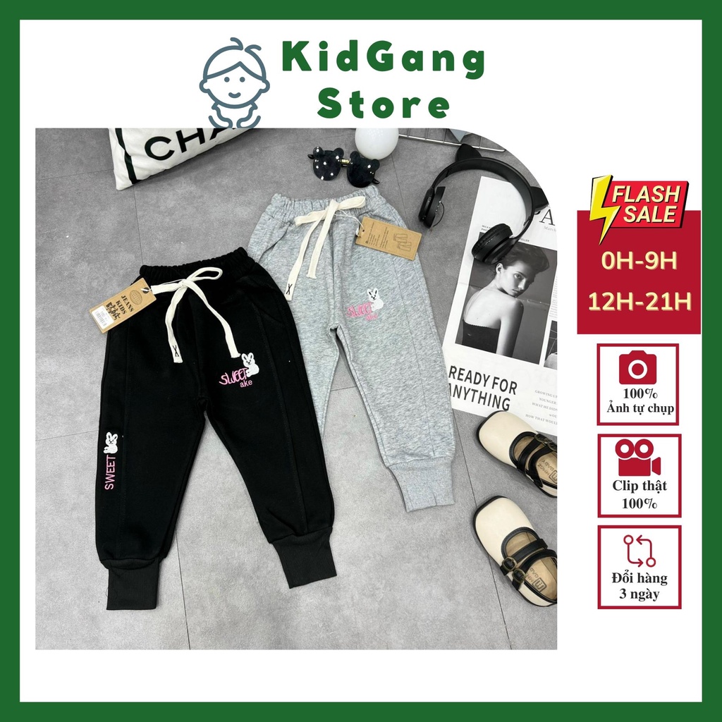 Quần thu đông cho bé, quần dài cho bé dáng thể thao 15-25kg KIDGANG (Nỉ cotton-thỏ)