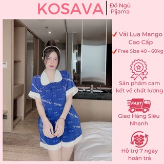 Đồ bộ pijama nữ quần đùi cổ sen họa tiết cute dễ thương chất liệu mango cao cấp KOSAVA