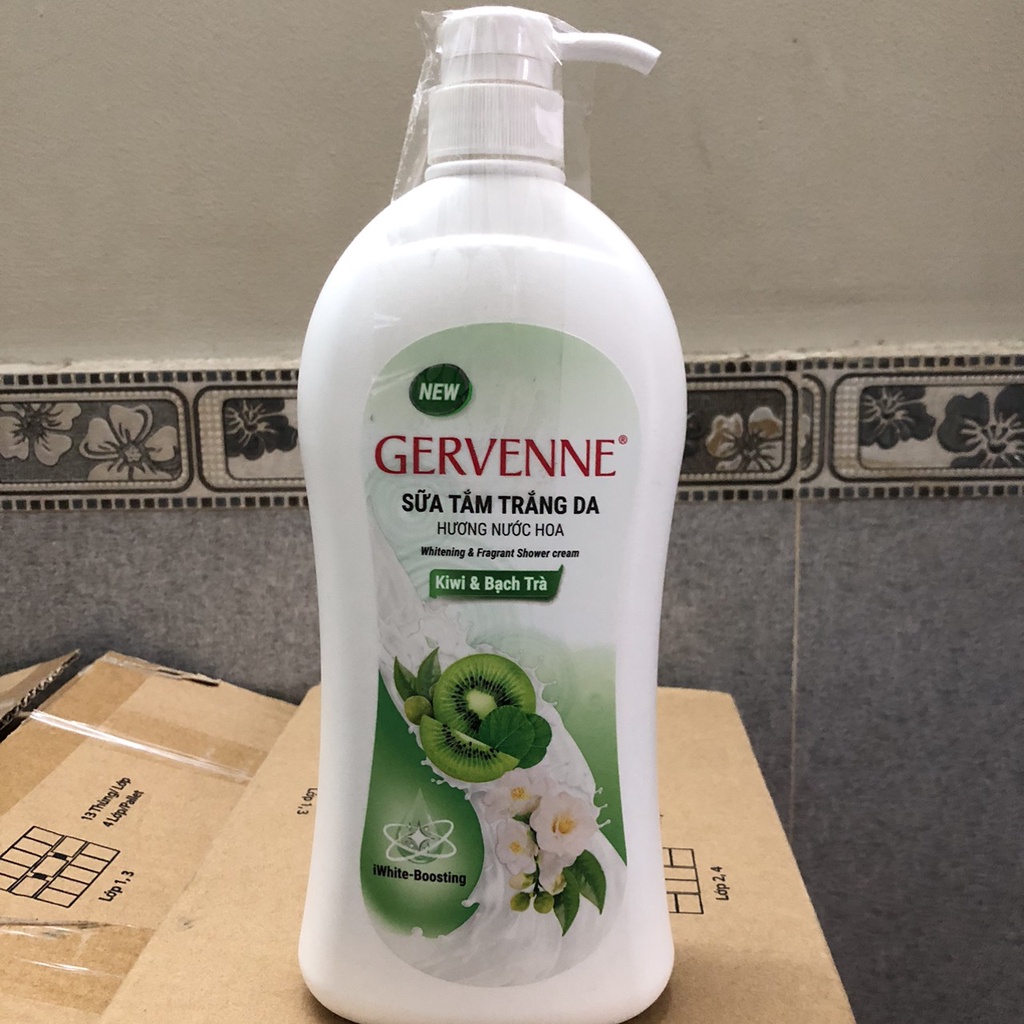 (Mùi Không Thay Đổi) Sữa tắm trắng da Gervenne Green Lily đổi mẫu thành Kiwi & Bạch Trà 900gr
