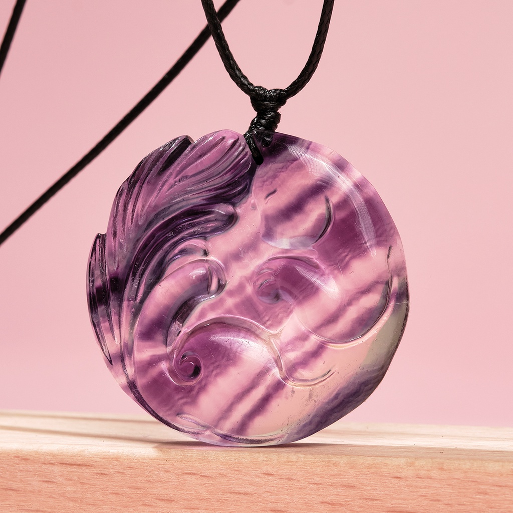 Mặt Dây Chuyền Hồ Ly 9 Đuôi Đá Fluorite Thiên Nhiên