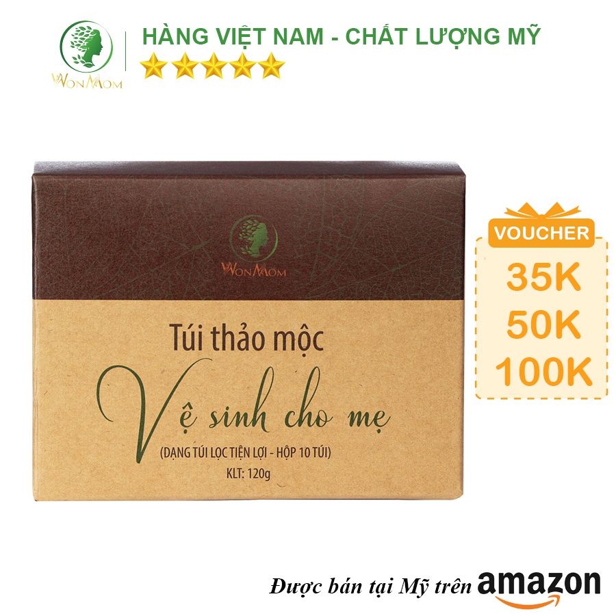 [ Giảm 35K - Đơn 339K ] Túi Thảo Mộc Vệ Sinh Cho Mẹ Sau Sinh, Xông Vùng Kín Thơm Tho Wonmom ( 10 Túi/Hộp )