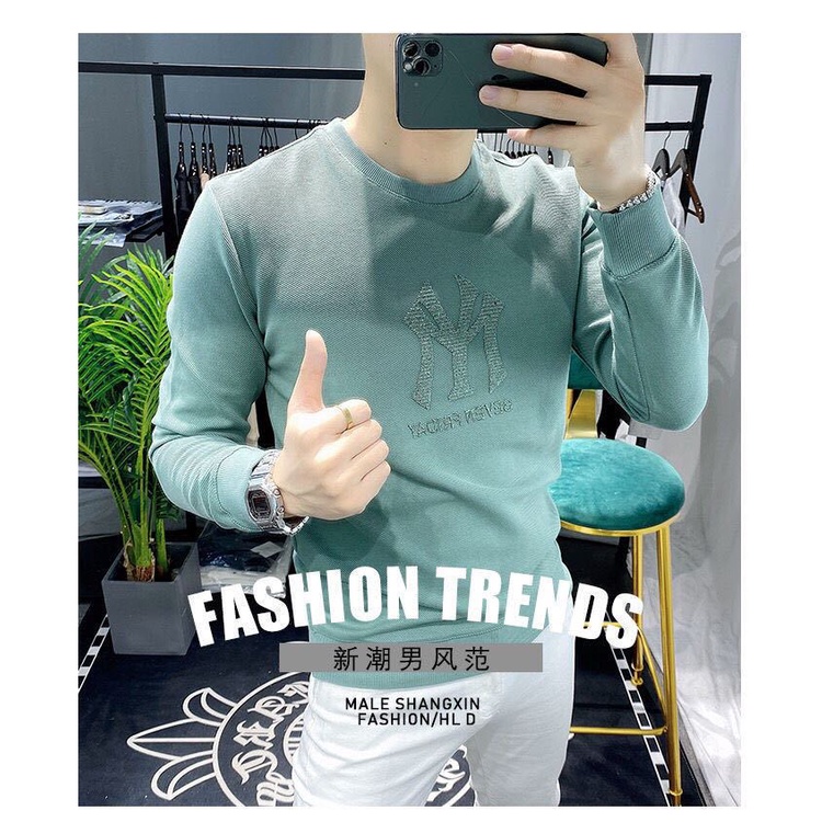 Áo Nỉ Dài Tay Cổ Tròn Thời Trang Mùa Thu Cho Nam