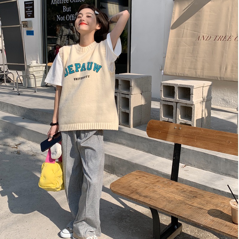 Áo dệt kim sát nách SUXI dáng ôm phong cách Hàn Quốc thời trang mùa thu cho nữ