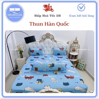 Bộ ga gối { 4 Món } Thun Lạnh Hàn Quốc ( 1 ga bọc + 2 vỏ gối nằm + 1 vỏ gối ôm )