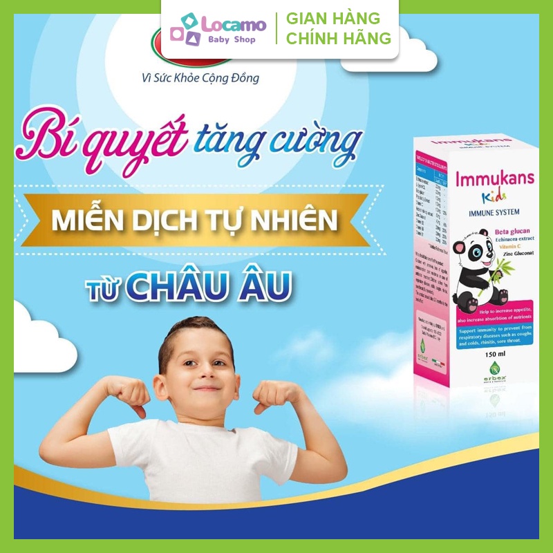 Siro Immukans Kids giúp bé ăn ngon cải thiện tiêu hóa tăng cường sức đề kháng giảm nguy cơ viêm đường hô hấp trên