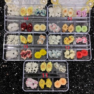 Set Charm Mix Hoa Bột Phụ Kiện Trang Trí Móng