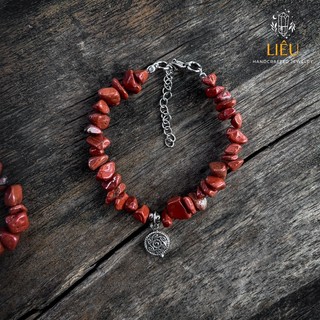 Vòng tay đá thô Jasper đỏ