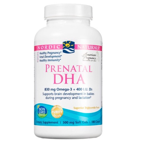 Thực phẩm bổ sung Nordic Naturals Prenatal DHA 830mg Omega-3 + 400IU D3 500mg 180 viên