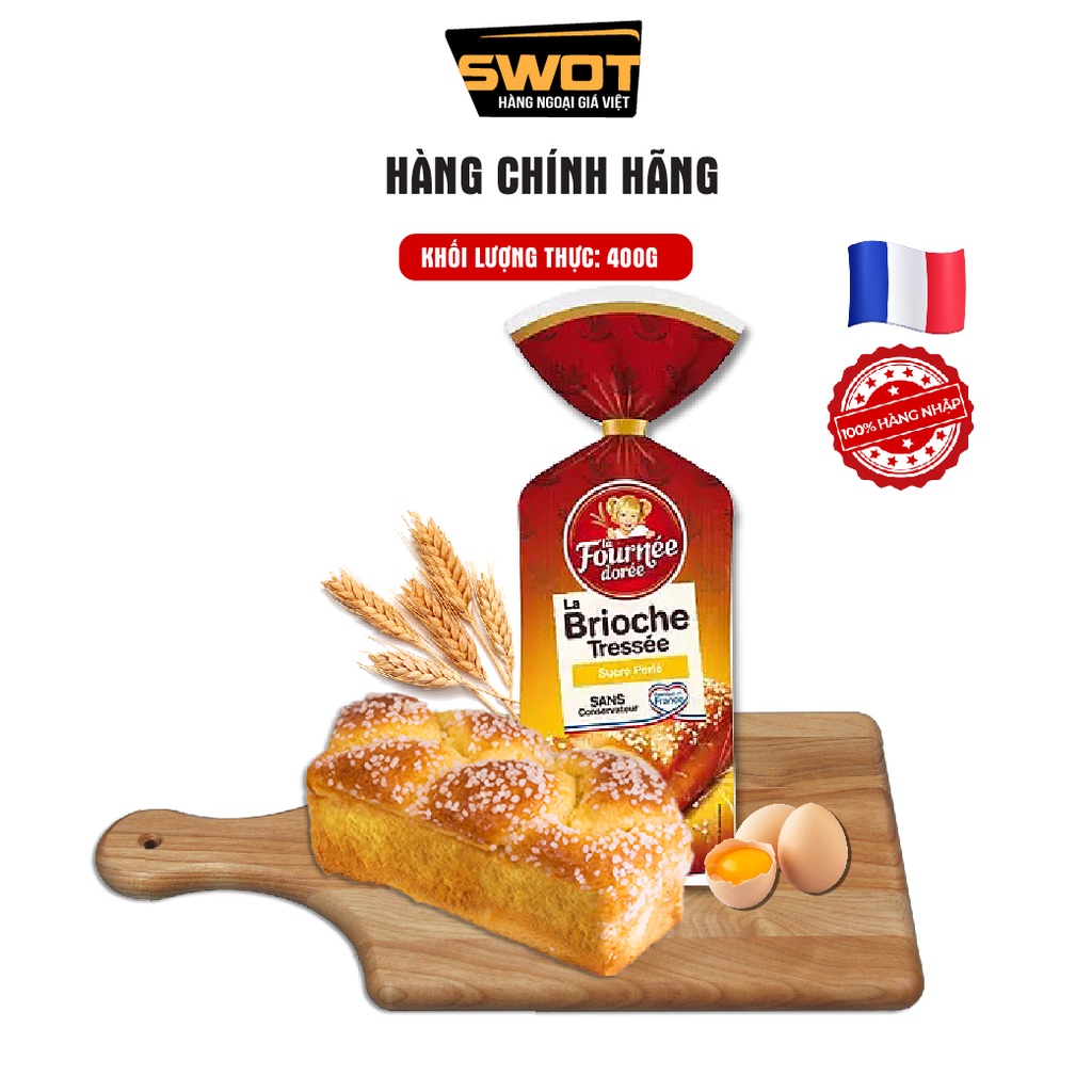 Bánh mì hoa cúc Pháp phủ đường La Fournee Doree Brioche Tressee Sucre Perle 400g - SWOT review hàng Mỹ