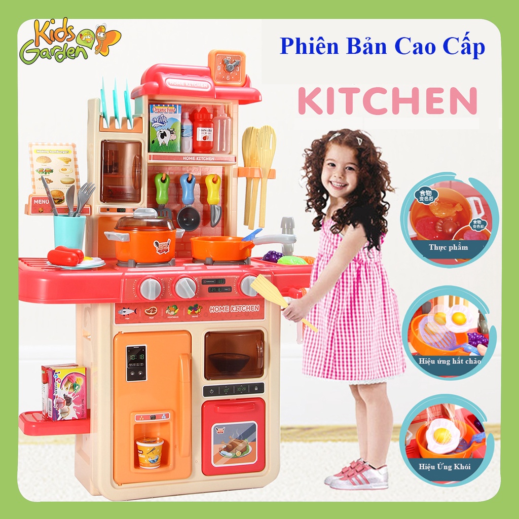 Đồ chơi trẻ em bộ bàn bếp nấu ăn có tính năng tạo khói âm thanh sống động mô phỏng đồ dùng nhà bếp cảm giác chân thực
