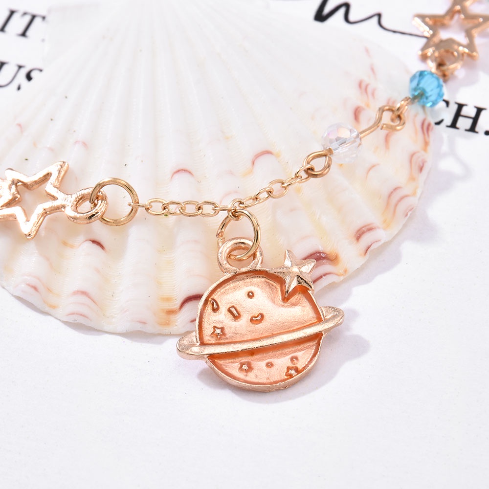 Vòng Đeo Tay Mềm Mại Đính Đá Pha Lê Hình Hành Tinh Ngôi Sao Năm Cánh Ngọt Ngào Thời