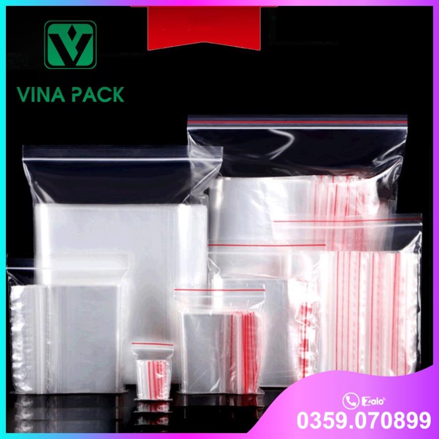 1kg Túi zip chỉ đỏ loại dày đẹp - Ấn vào chọn size - (bịch PE vuốt mép đựng phụ kiện, gia vị, thực phẩm)