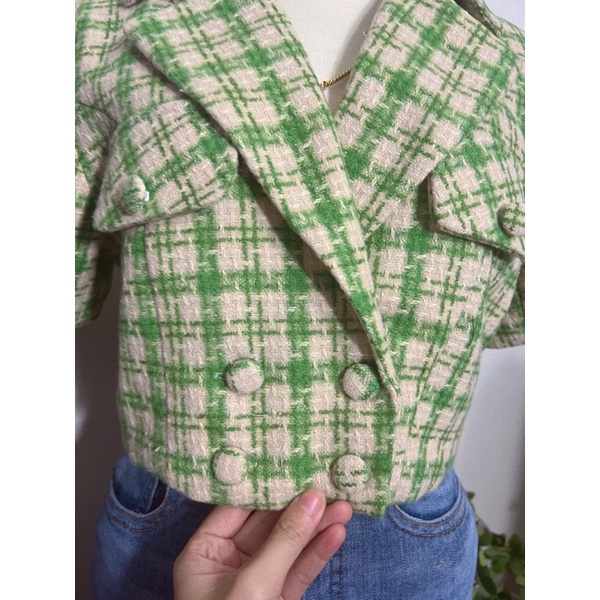 A30: Áo vest karo xanh