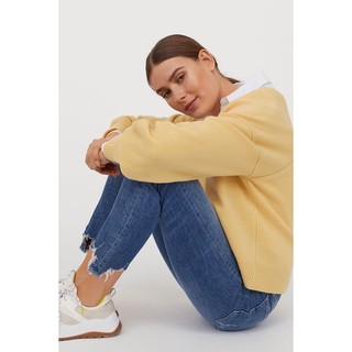 [H&M Chính Hãng] Quần Jean Nữ Rách Ống Tua Rua Xanh Demin Blue - Jeans Nữ Đẹp Hở Gối Cạp Cao Skinny Fit Trangnauth F29