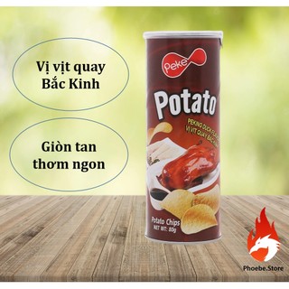 Snack khoai tây vị vịt quay bắc kinh Peke Potato Chips lon 80g
