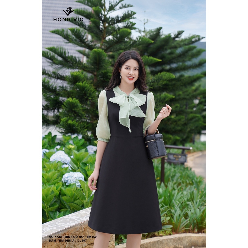 Đầm yếm nữ thiết ké Hong Vic đen A DL507