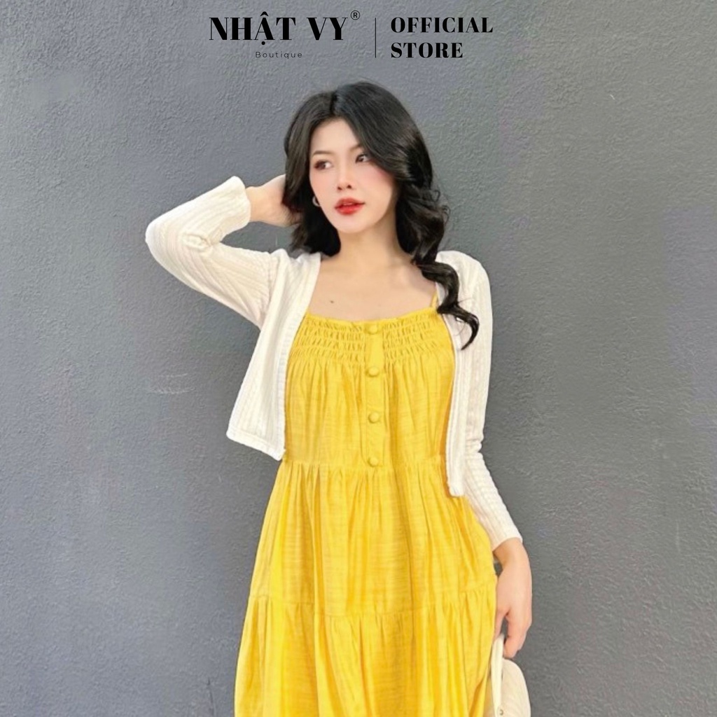 Áo khoác croptop Nhật Vy đơn giản trơn tay dài chất len sọc phù hợp đi chơi đạo phố - D2610