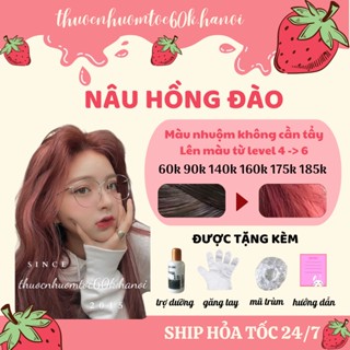  Thuốc nhuộm tóc màu Nâu Hồng Đào kèm trợ dưỡng găng tay mũ chụp 