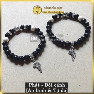 Vòng tay phối charm Phật & Đôi Cánh mix đá San Hô trắng