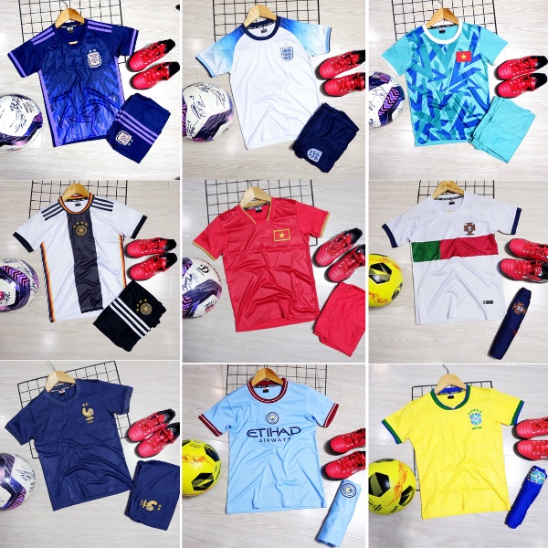 Áo Đá Bóng Trẻ Em Thun Lạnh Thoáng Mát Đủ Mẫu 2022