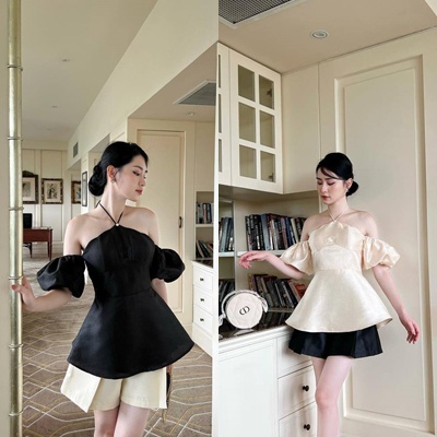 Áo Yếm Tay Phồng Dáng Peplum IRENE TN1467