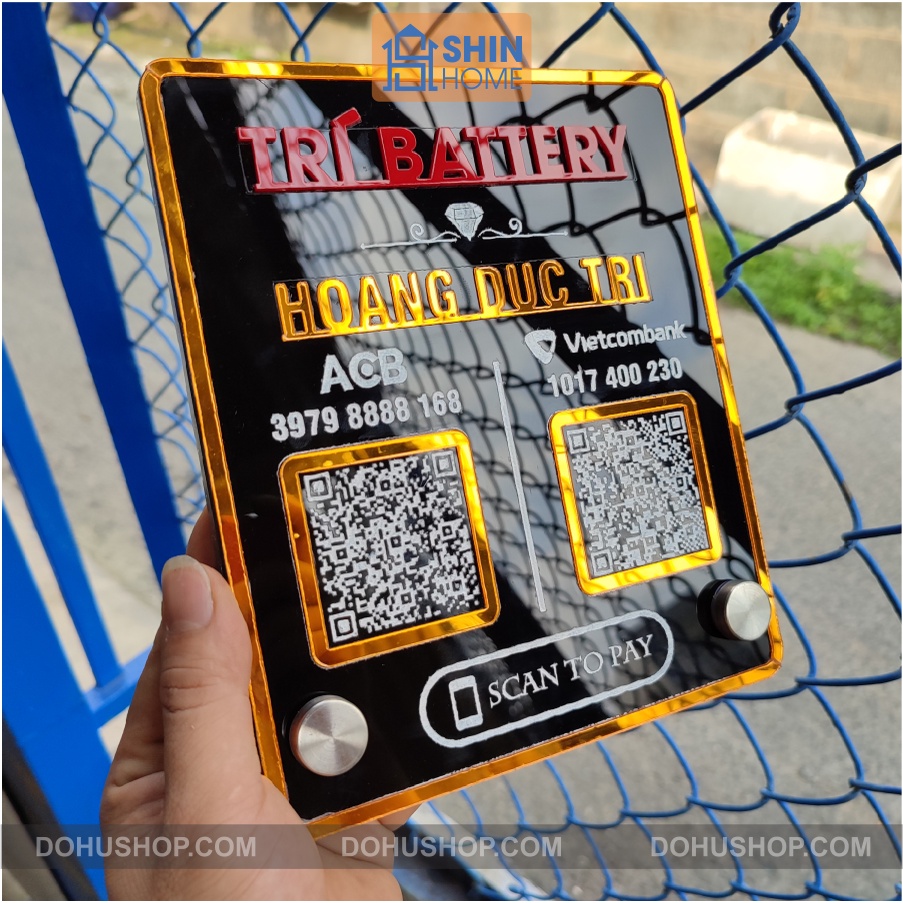 Bảng số tài khoản ngân hàng, bảng quét mã qr, bảng thông tin tài khoản Gương Vàng, Đen Bóng (có gửi demo trước khi làm)