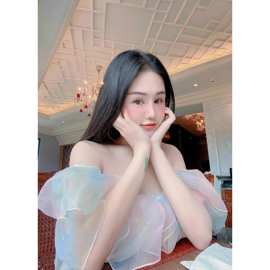 Áo voan bẹt vai nhúng trái tim xinh GB1912 mới