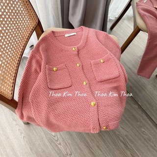 Áo len hồng cúc vàng