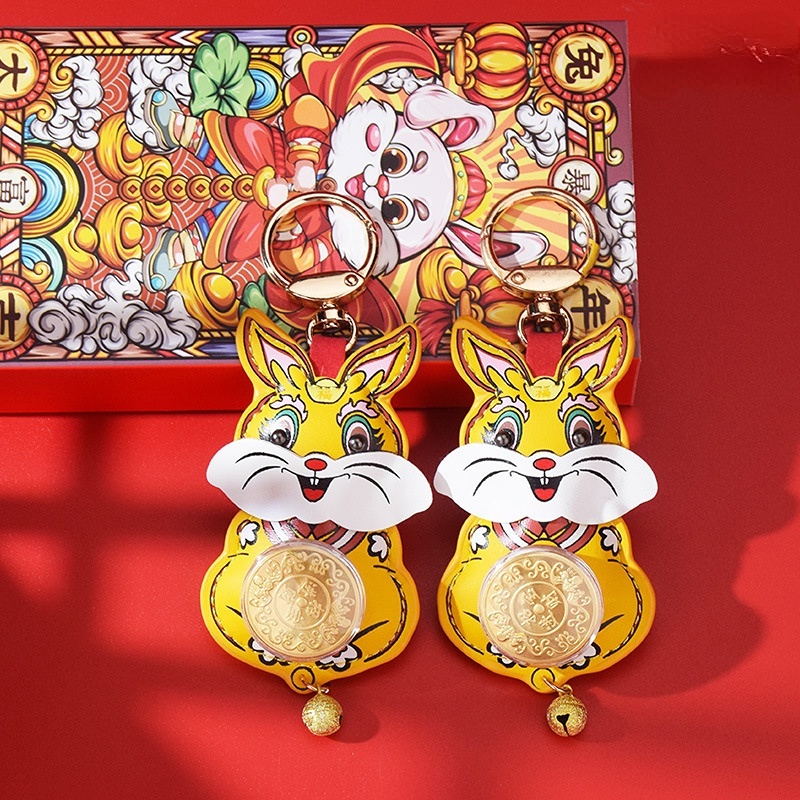 Móc Chìa Khóa Hình Ba Chân Thỏ Tai Thỏ Vàng Kim Làm Quà Tặng Giáng Sinh