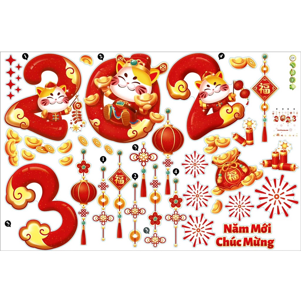 Decal dán trang trí tết mừng xuân Quý Mão NL001