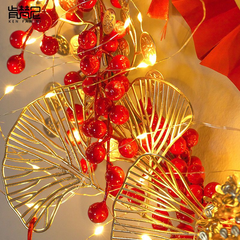 Vòng Hoa đào đông Chữ phúc Treo Tường Treo cửa Trang Trí Phòng Khách / Năm Mới