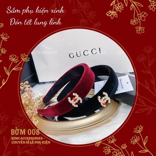 Cài tóc nhung có hai màu phong cách thanh lịch