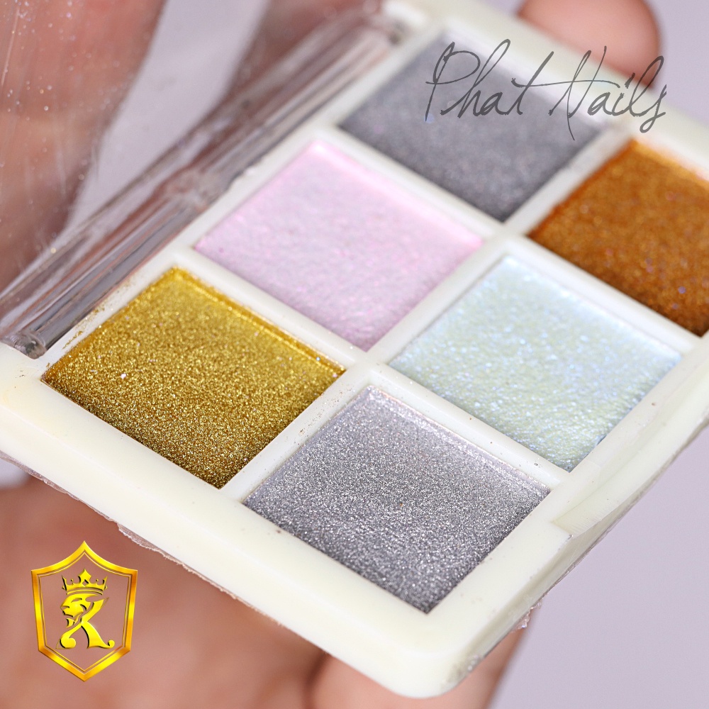 Hộp nhũ tráng gương nén 6 màu