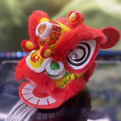Đầu lân mini, vẽ tay, size 12cm, nhiều màu.