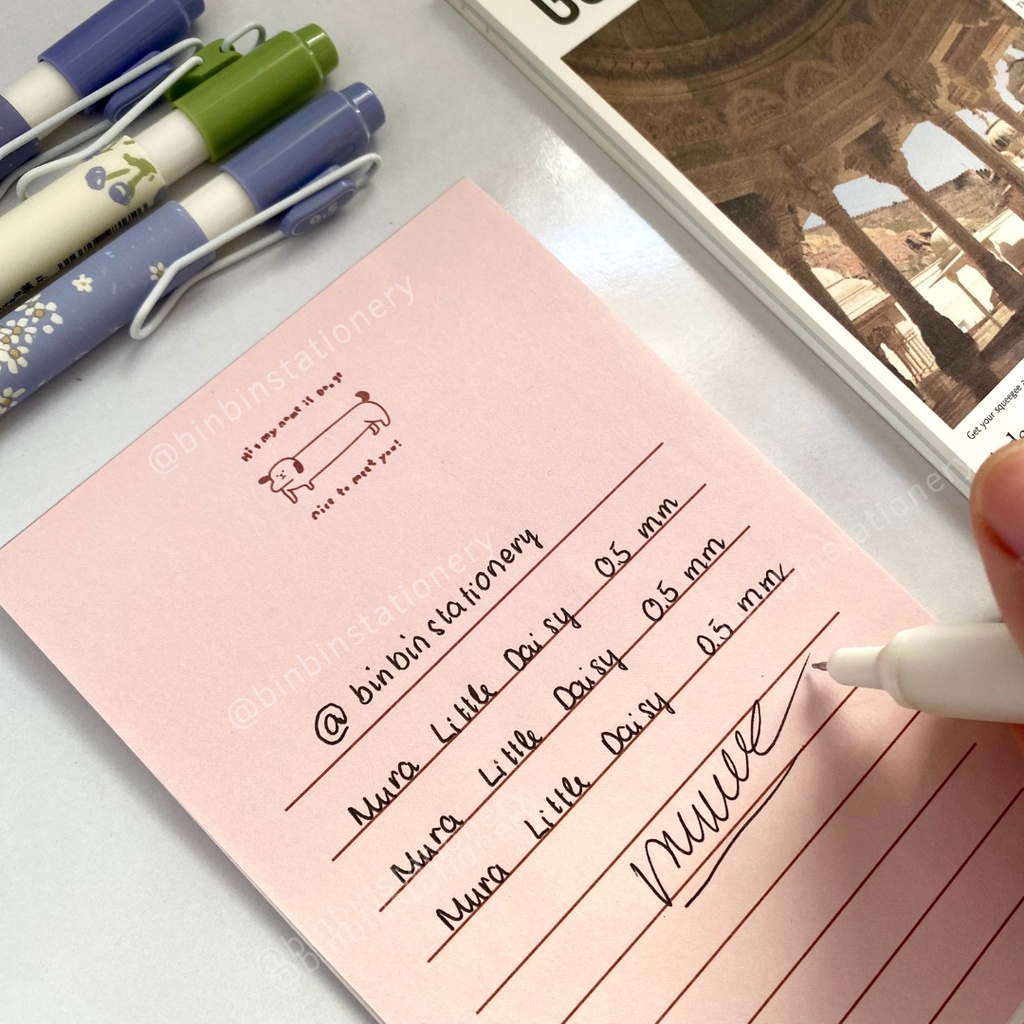 Bút gel MURA Little Daisy phong cách Nhật Bản, ngòi kim, mực đen 0.5 mm BMR-8172