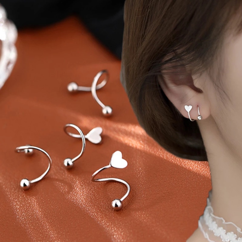 1 Đôi Bông Tai Bạc Hình Ngôi Sao Xoắn Ốc Đơn Giản Thời Trang Đa Năng Dành Cho Nữ