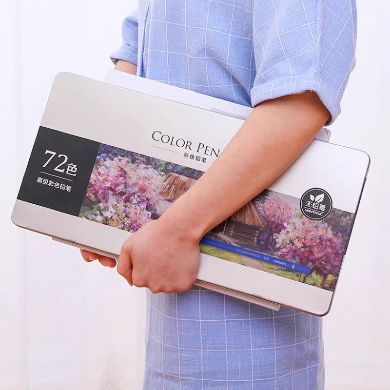 Bút Chì Màu 12/24/36 Màu Hộp Sắt Deli Văn Phòng Phẩm Dụng Cụ Học Sinh